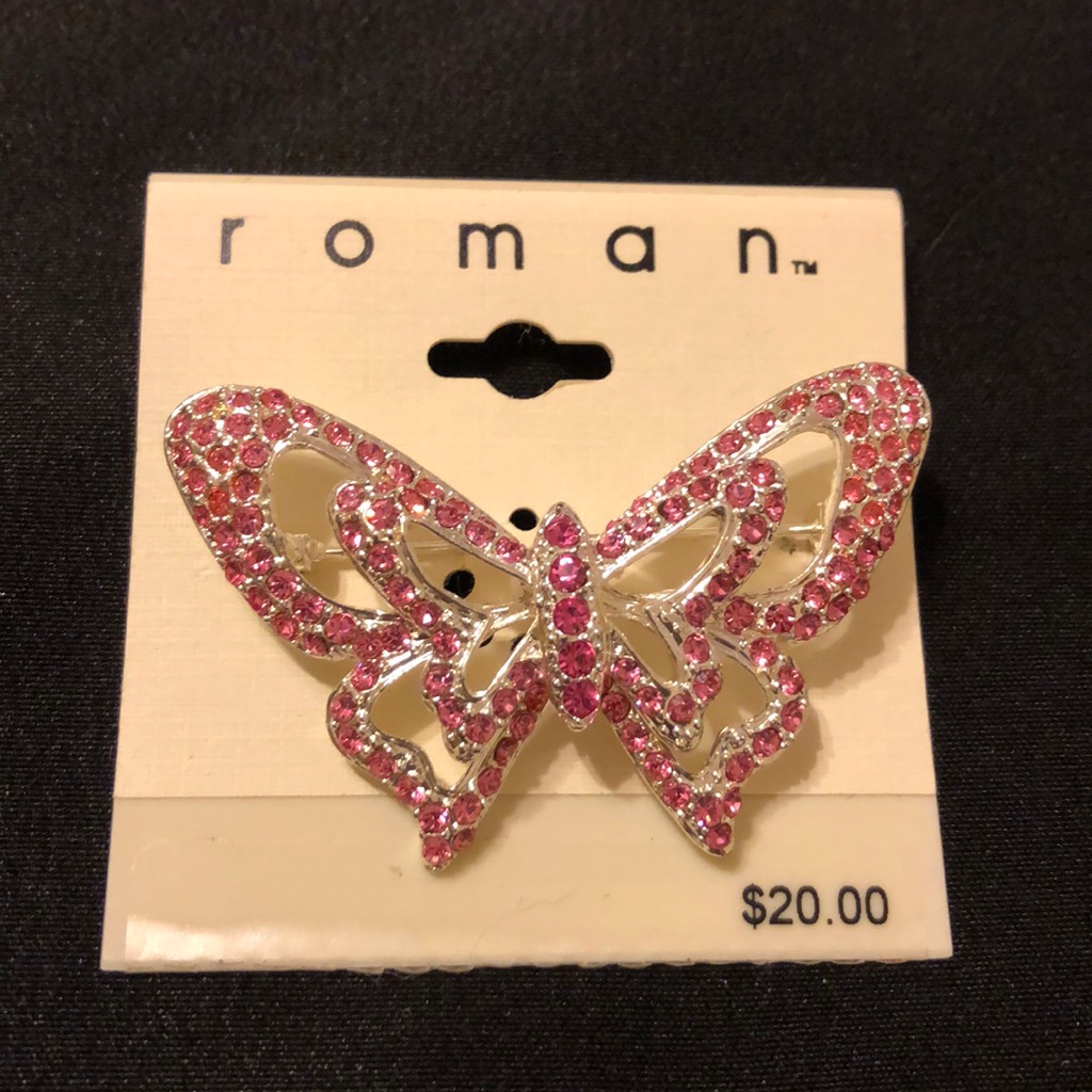 Roman Pink Stone Butterfly Pin 5$